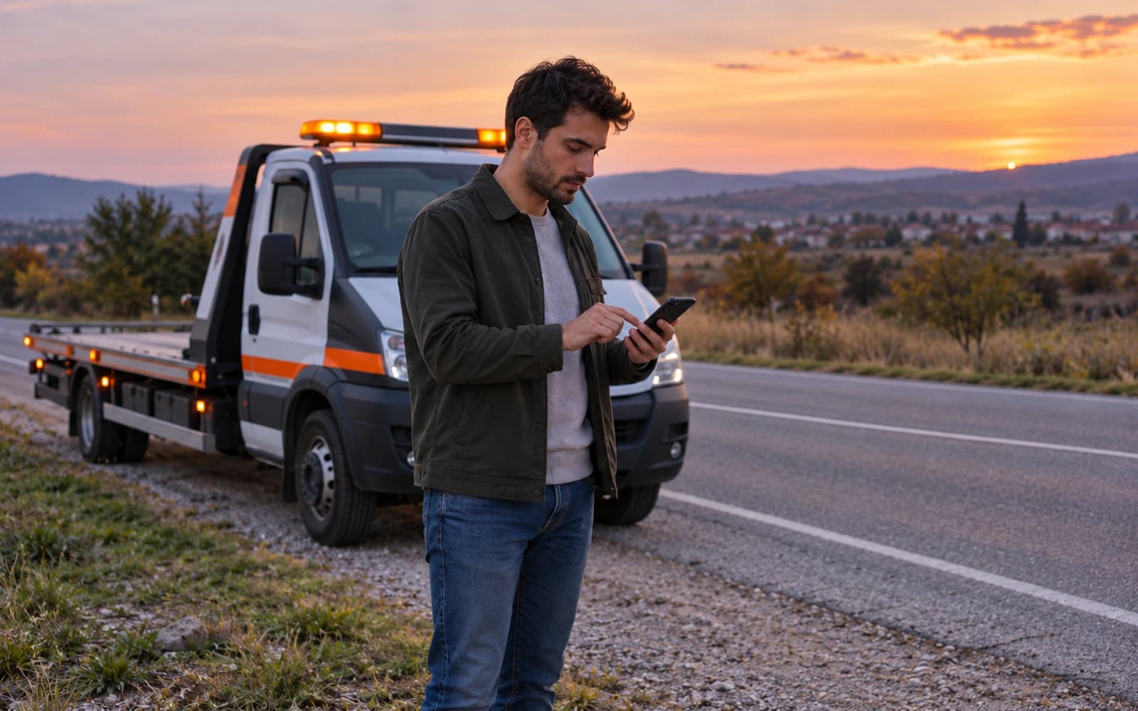 Yol kenarında telefonuyla kart ödemesi yapan sürücü; telefon ekranı okunmuyor