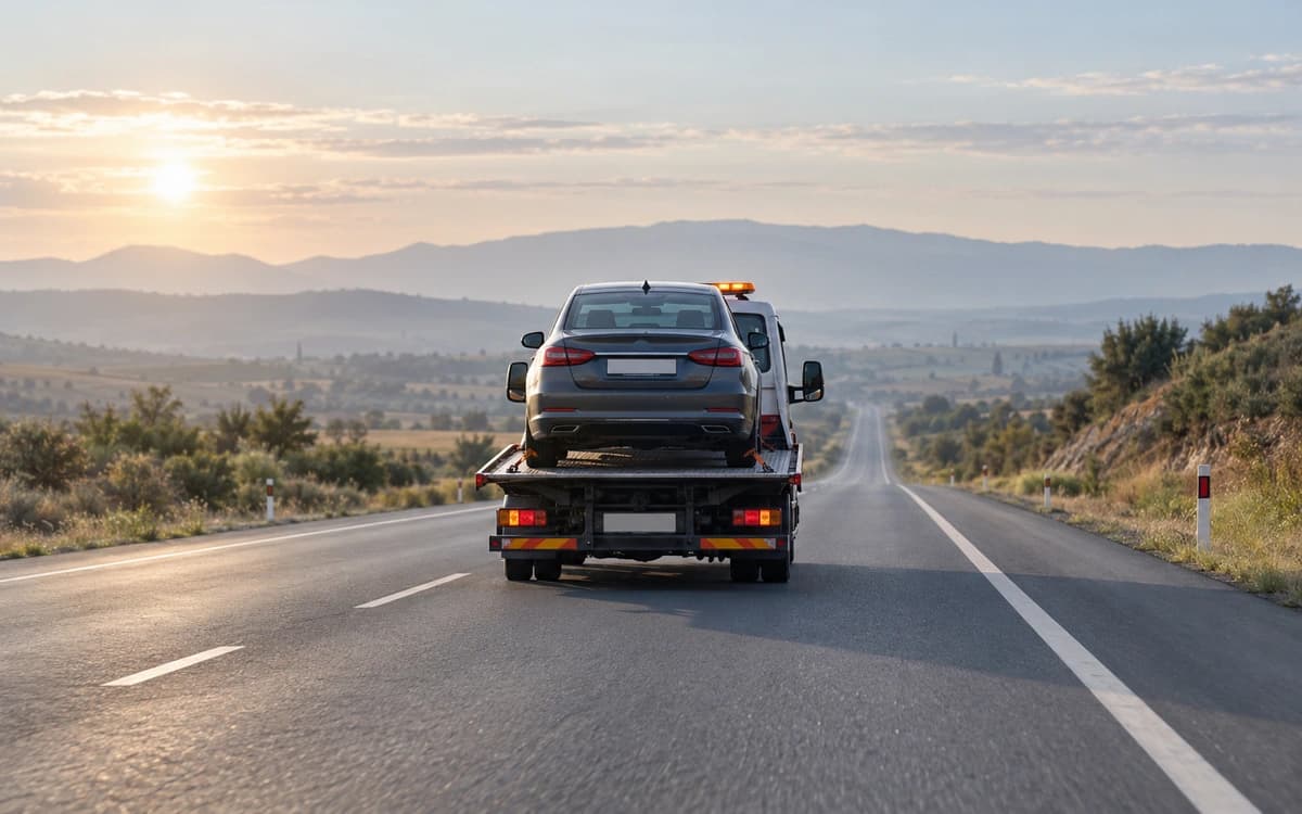 Anadolu tarlaları arasında ufka uzanan boş iki şeritli yol, sabah ışığı